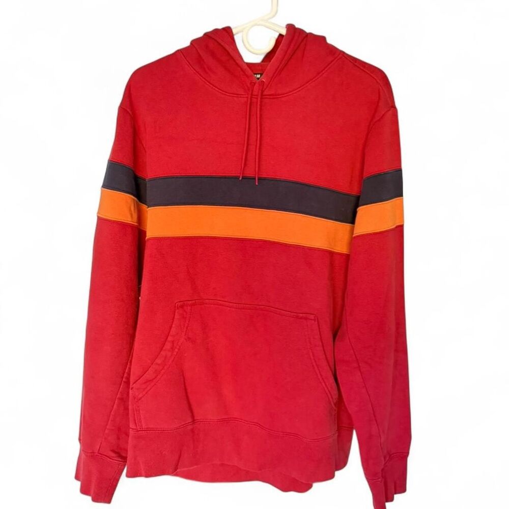 Nike SB Color Block Hoodie Mens Large Red Orange Navy Skate Pullover Sweatshirt